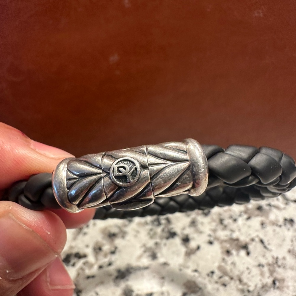 David Yurman Chevron Woven black rubber bracelet